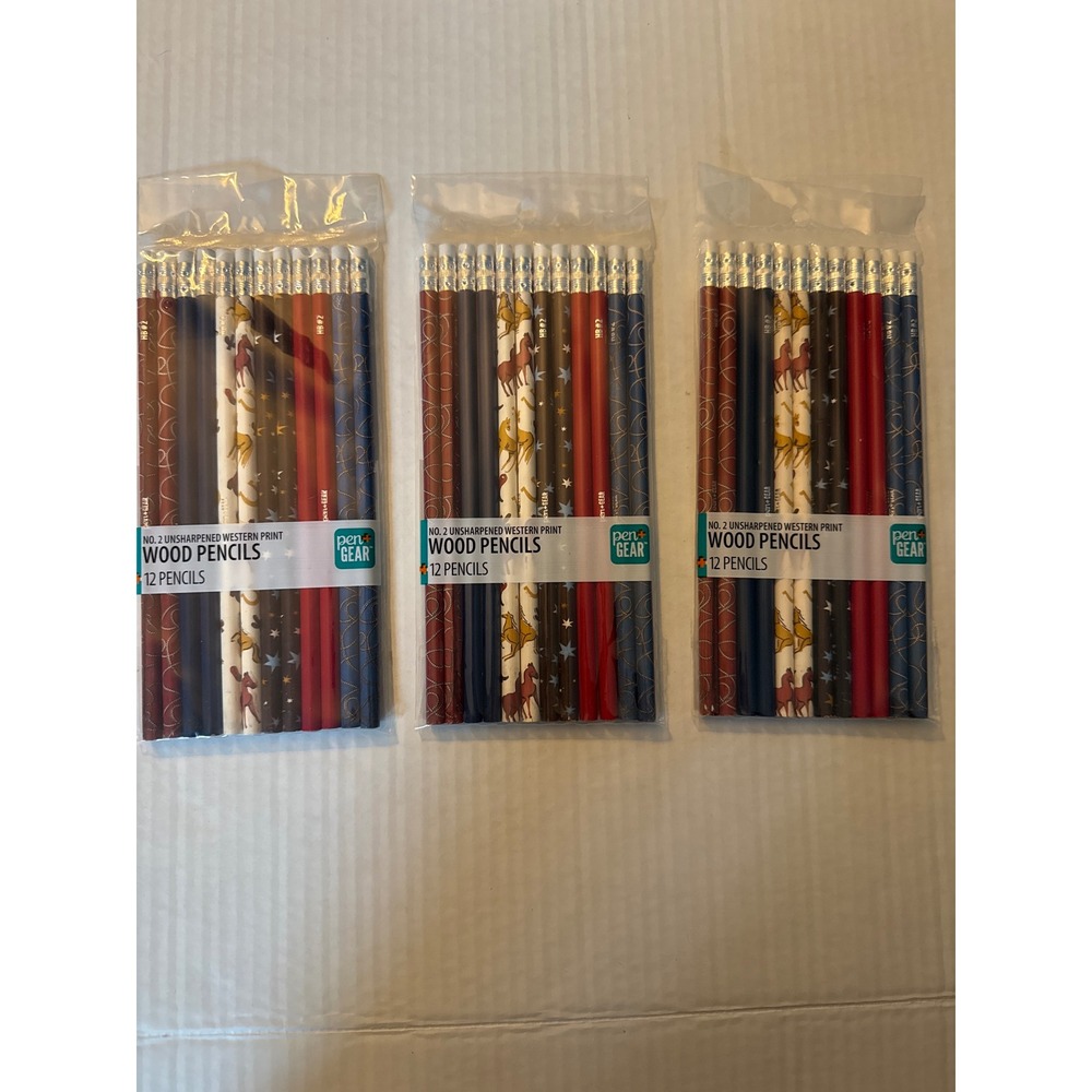 Pen+Gear No. 2 Wood Pencils Western Print 3 Packs 36 Count Total Unsharpened